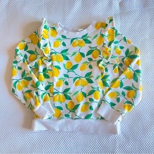 Janie & Jack Lemon Print Ruffle Crewneck Sweatshirt girls size 5/5T